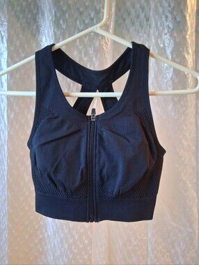 Vina Women’s Front-Zip Sports Bra - Black Size S Preowned